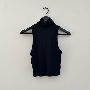 Aritzia Sunday Best Black Sleeveless Turtleneck Crop Top